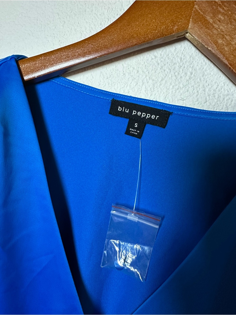 Blu Pepper Royal Blue Satin Long Sleeve Wrap Dress from Vici Collection - Picture 3 of 3